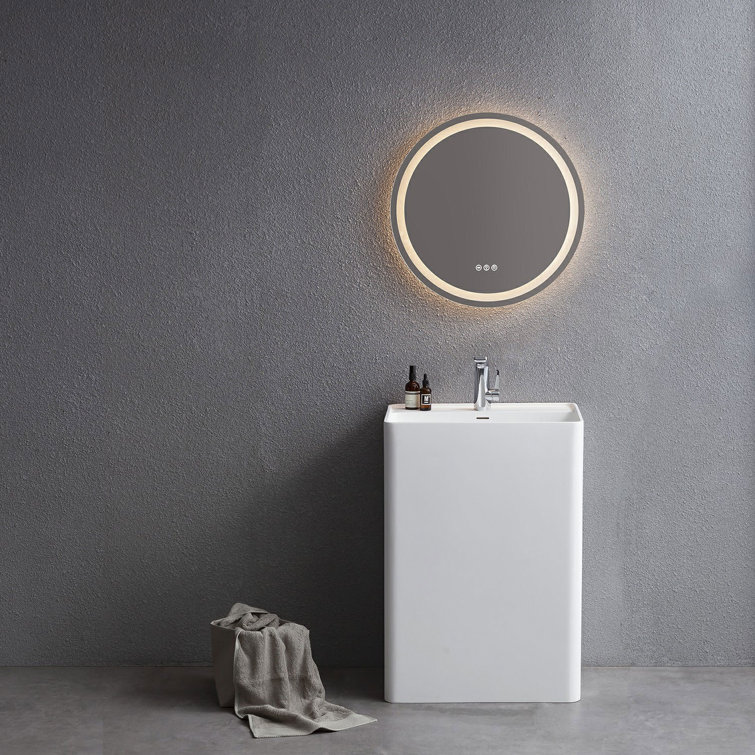 MEDUNJESS 11'' Tall White Stone Square Pedestal Bathroom Sink with